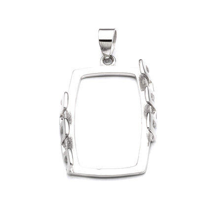 Rectangular Pendant with Rectangular Mounting and Bail in Sterling Silver 17x23mm