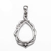 Pear Pendant with Cubic Zirconia Inlays and Pear Shape Mounting and Bail in Sterling Silver 12x18mm