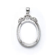 Pendant with Cubic Zirconia Inlays and Oval Mounting and Bail in Sterling Silver 29x39mm