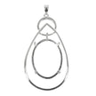 Pear Frame Oval Dangle Pendant with Soldered Loop and Bail Sterling Silver 18x24mm