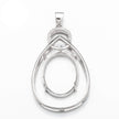 Pear Pendant with Cubic Zirconia Inlays and Oval Mounting and Bail in Sterling Silver 18x24mm