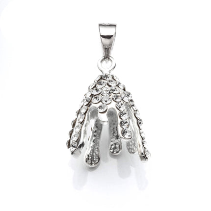 Pendant with Cubic Zirconia Inlays and Cup and Peg Mounting and Bail in Sterling Silver 6mm