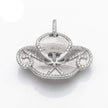 Floral Pendant with Cubic Zirconia Inlays and Cup and Peg Mounting in Sterling Silver 7mm