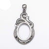 Oval Pendant with Cubic Zirconia Inlays and Oval Mounting and Bail in Sterling Silver 13x17mm