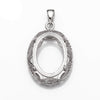 Oval Pendant with Cubic Zirconia Inlays and Oval Bezel Mounting and Bail in Sterling Silver 12x17mm