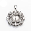 Pendant with Cubic Zirconia Inlays and Cup and Peg Mounting and Bail in Sterling Silver 9mm