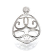 Pendant with Cubic Zirconia Inlays and Oval Bezel Mounting and Bail in Sterling Silver 17x17mm