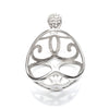 Pendant with Cubic Zirconia Inlays and Oval Bezel Mounting and Bail in Sterling Silver 17x17mm