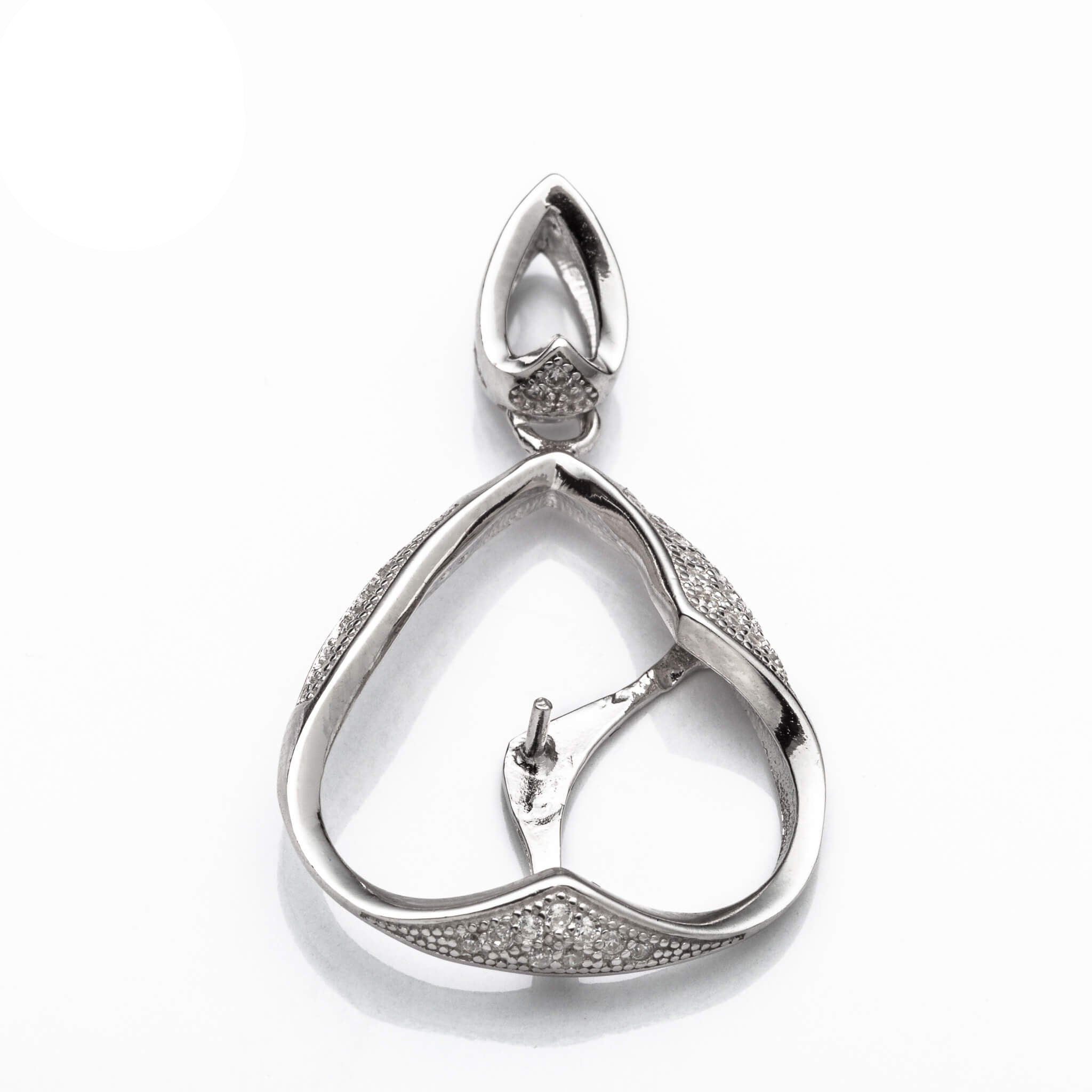 Pendant with Cubic Zirconia Inlays and Peg Mounting and Bail in Sterling Silver 11mm