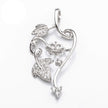 Leaves Pendant with Cubic Zirconia Inlays and Cup and Peg Mounting in Sterling Silver 6mm