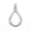 Pear Pendant with Cubic Zirconia Inlays with Pear Mounting and Bail in Sterling Silver 16x28mm