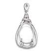 Pear Pendant with Cubic Zirconia Inlays and Oval Mounting and Bail in Sterling Silver 15x22mm
