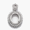 Oval Pendant with Cubic Zirconia Inlays and Oval Mounting and Bail in Sterling Silver 11x15mm