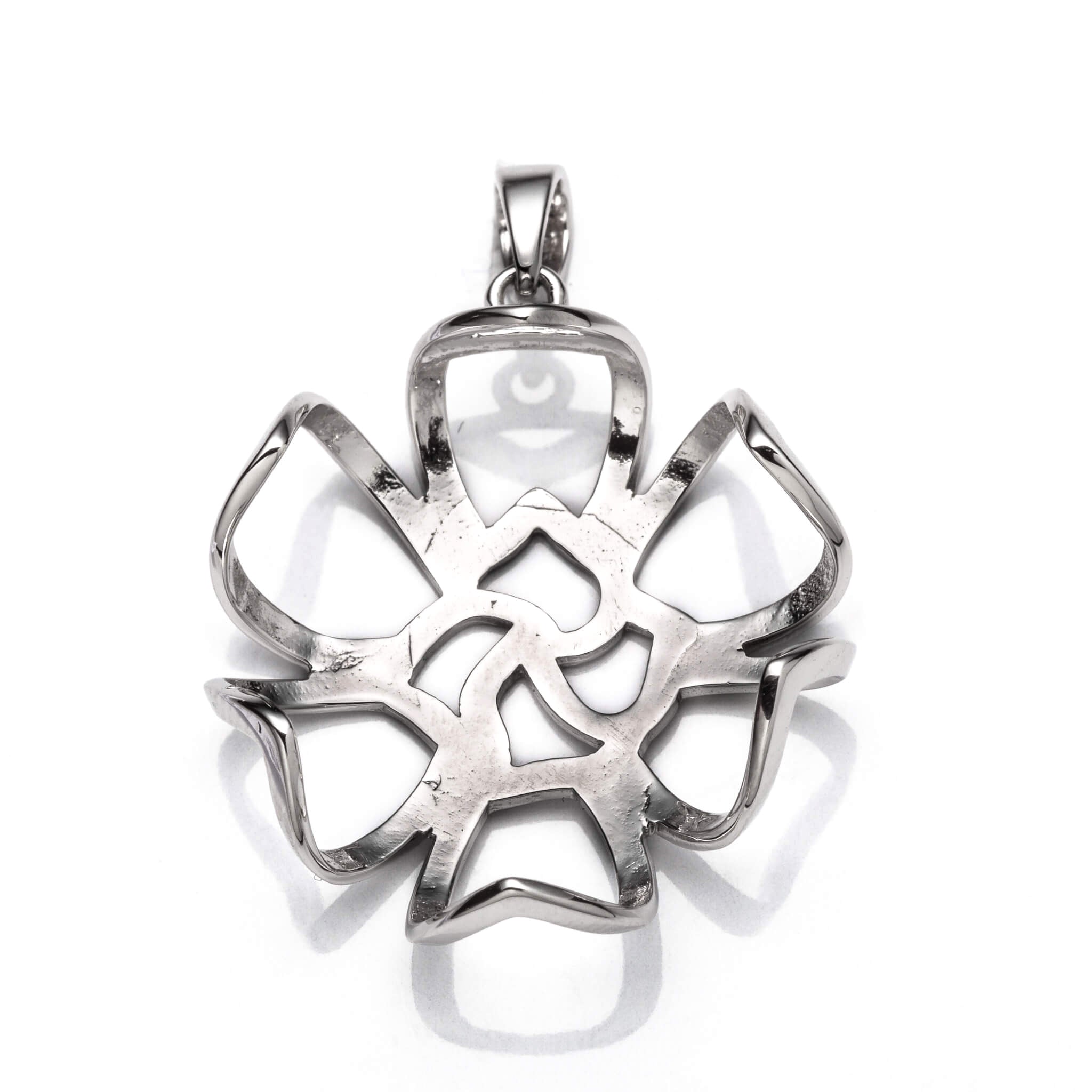 Freeform Floral Pendant with Bail in Sterling Silver 22mm