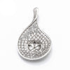 Pear Pendant with Cubic Zirconia Inlays and Cup and Peg Mounting in Sterling Silver 6mm