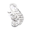 Feather Pendant with Cubic Zirconia Inlays and Cup and Peg Mounting in Sterling Silver 8mm