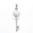 Crown Pendant with Cubic Zirconia Inlays and Cage Mounting and Bail in Sterling Silver 13x13x12mm