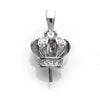 Crown Pendant with Cubic Zirconia Inlays and Cup and Peg Mounting and Bail in Sterling Silver