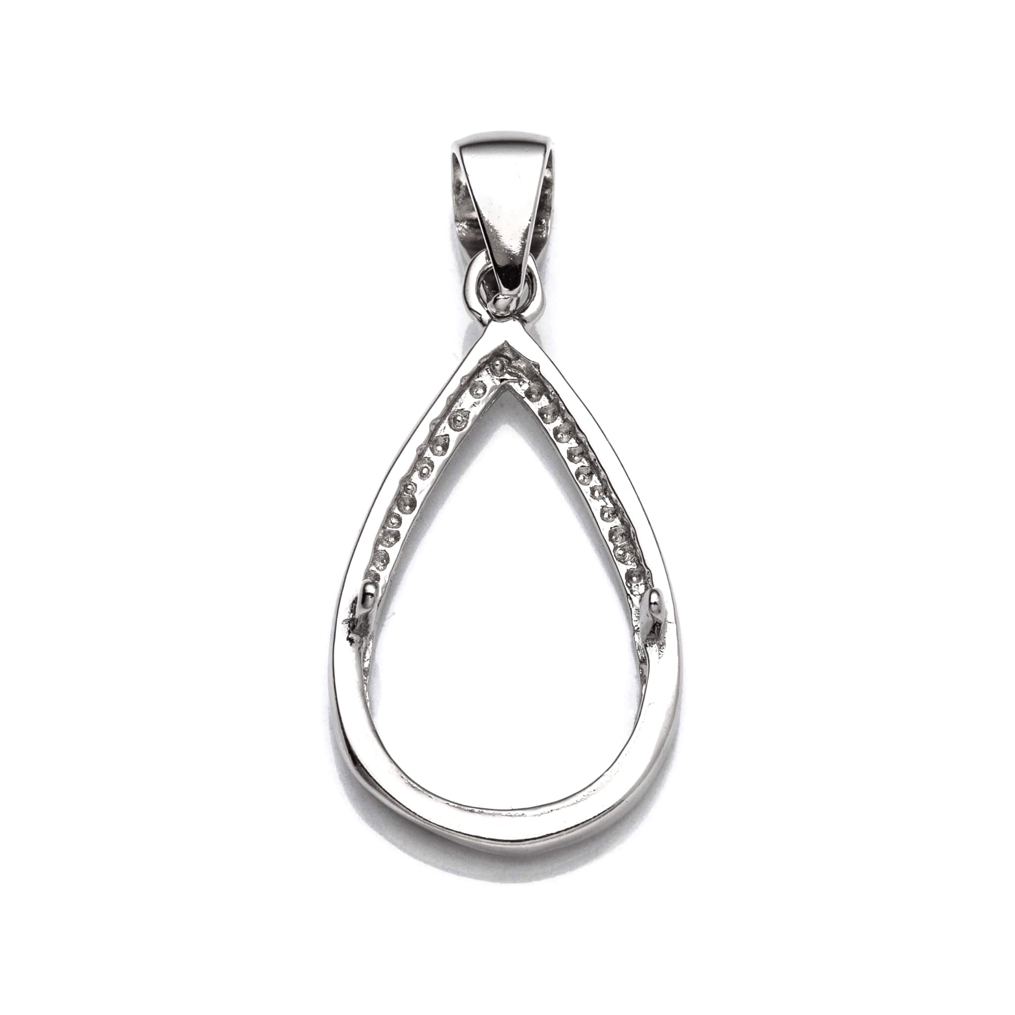 Pendant with Pear Shape Mounting and Bail in Sterling Silver for 10x16mm Stones