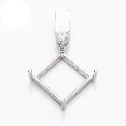 Diamond Pendant Setting with Diamond Shape Bezel Mounting including Bail in Sterling Silver 12x12mm