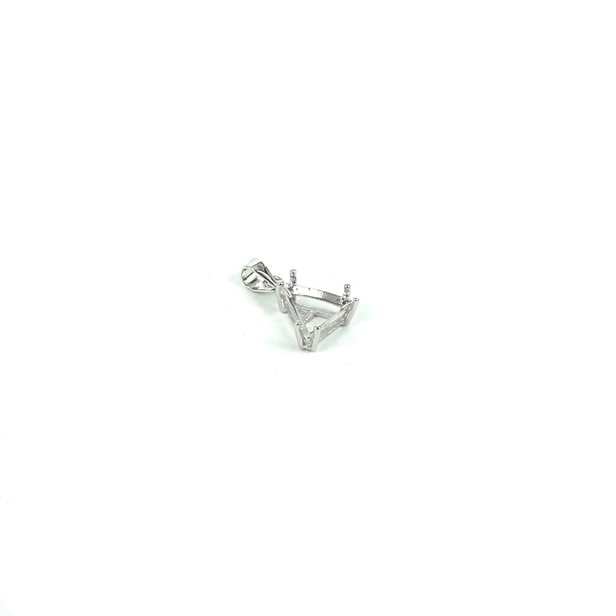 Triangular Pendant with Triangular Shape Mounting and Bail in Sterling Silver 9x9mm