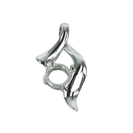 Ribbon Flourish Pendant with Incorporated Bail in Sterling Silver 8mm