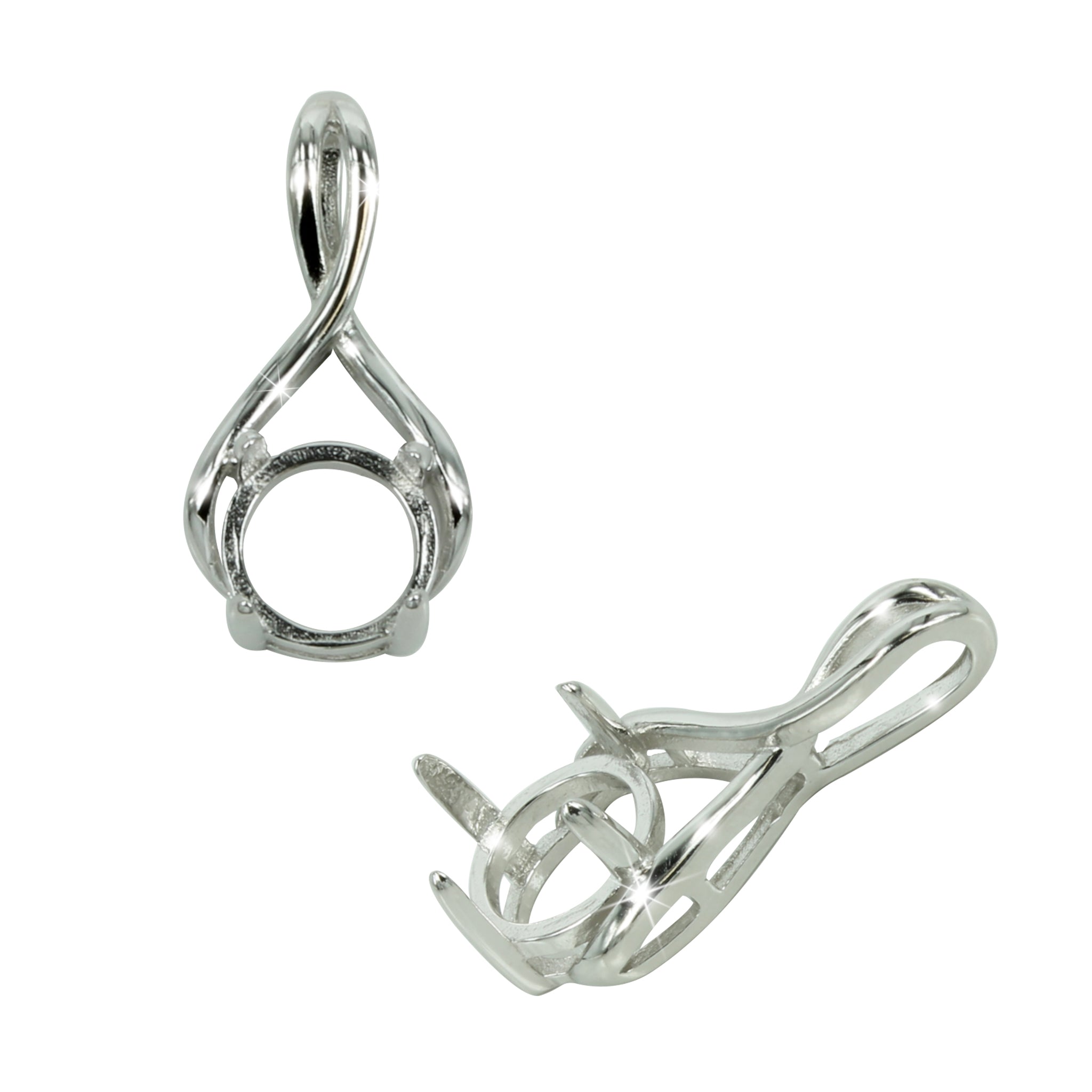 Crossover curves pendant in sterling silver with incorporated bail for 8mm Stones