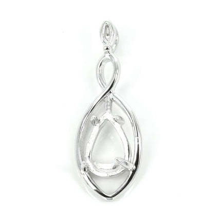 Twisting lines pendant with incorporated bail in sterling silver 9.5x25.5mm