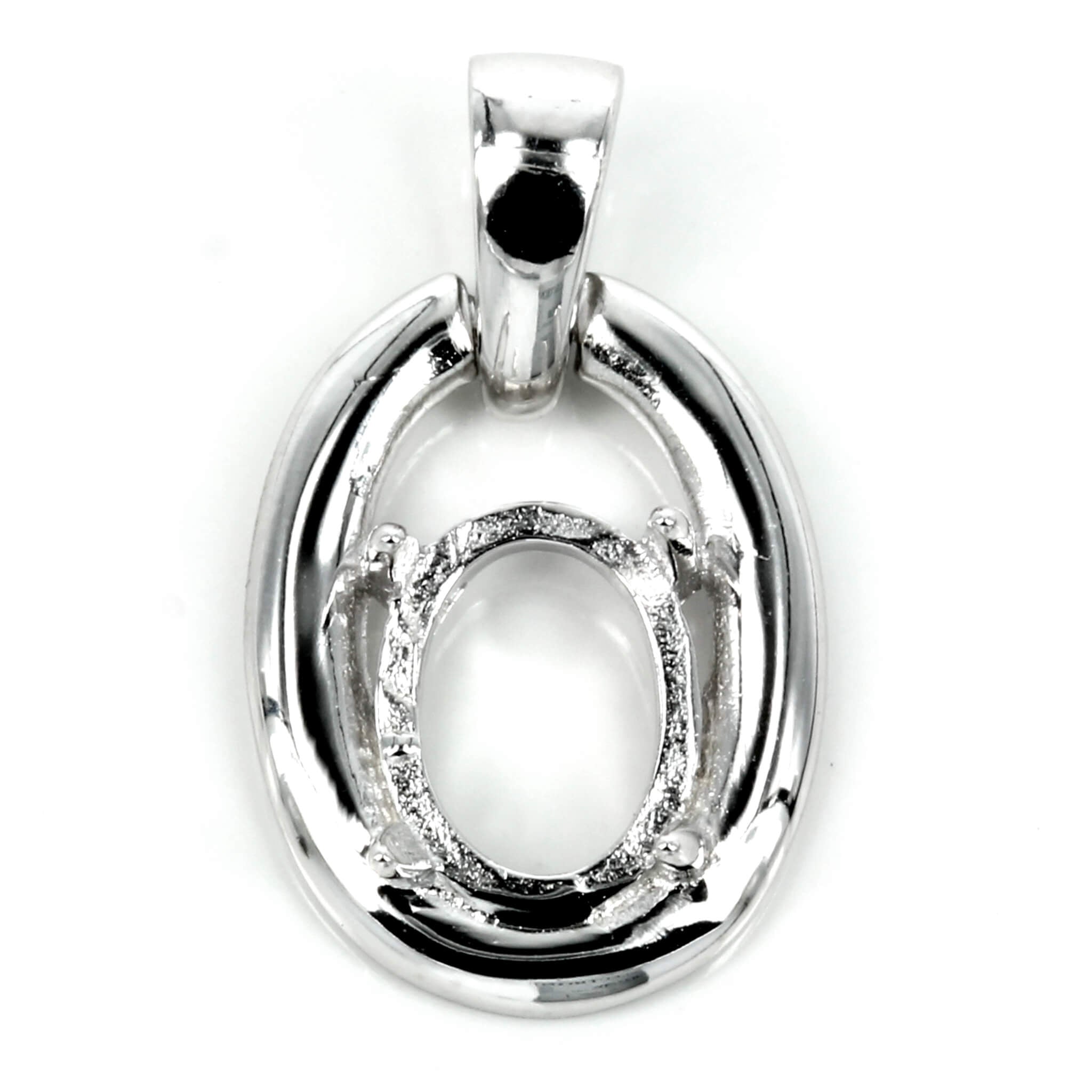 Oval pendant with soldered bail in sterling silver for 6x8mm Stones