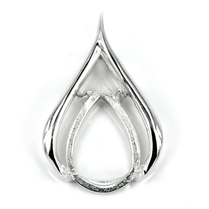 Pear shaped pendant with incorporated bail in sterling silver 13x20mm