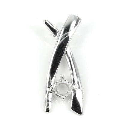Crossing curves pendant in sterling silver with incorporated bail for 3.5mm Stones
