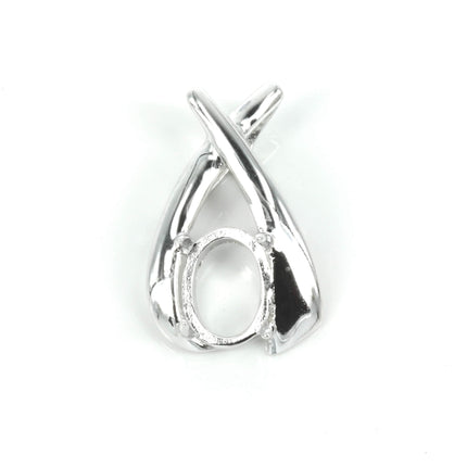 Crossed curves pendant in sterling silver with incorporated bail for 6x8mm stones
