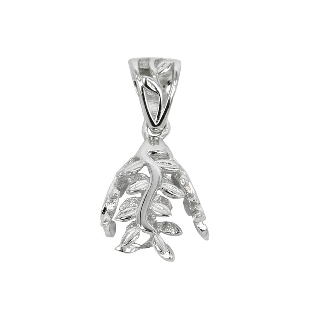 Vines Motif Pendant Setting with Round Bezel Glue-on Cap Mounting including Bail in Sterling Silver - Various Sizes