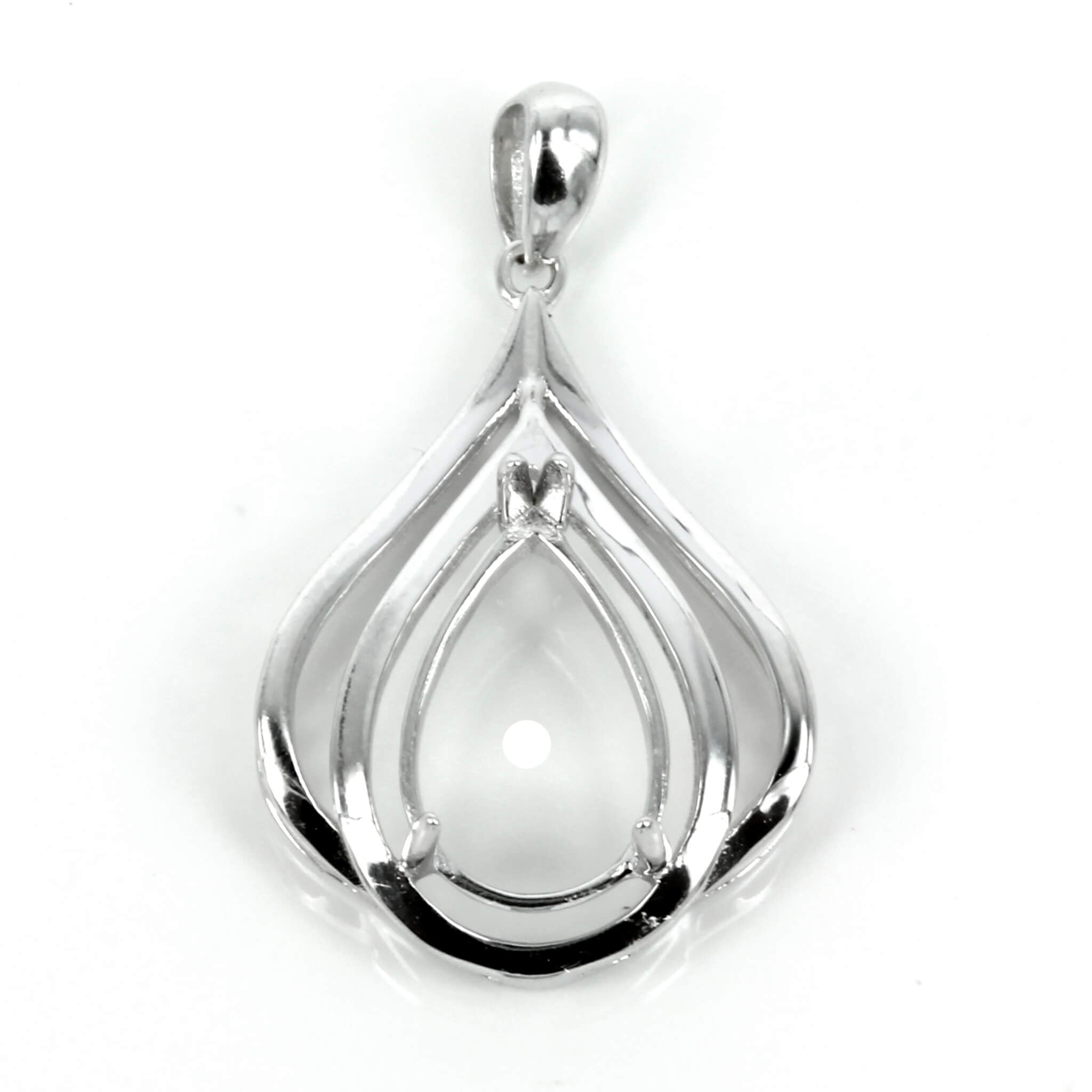 Pear shaped pendant with soldered loop and bail in sterling silver for 8x12mm pear shaped stones