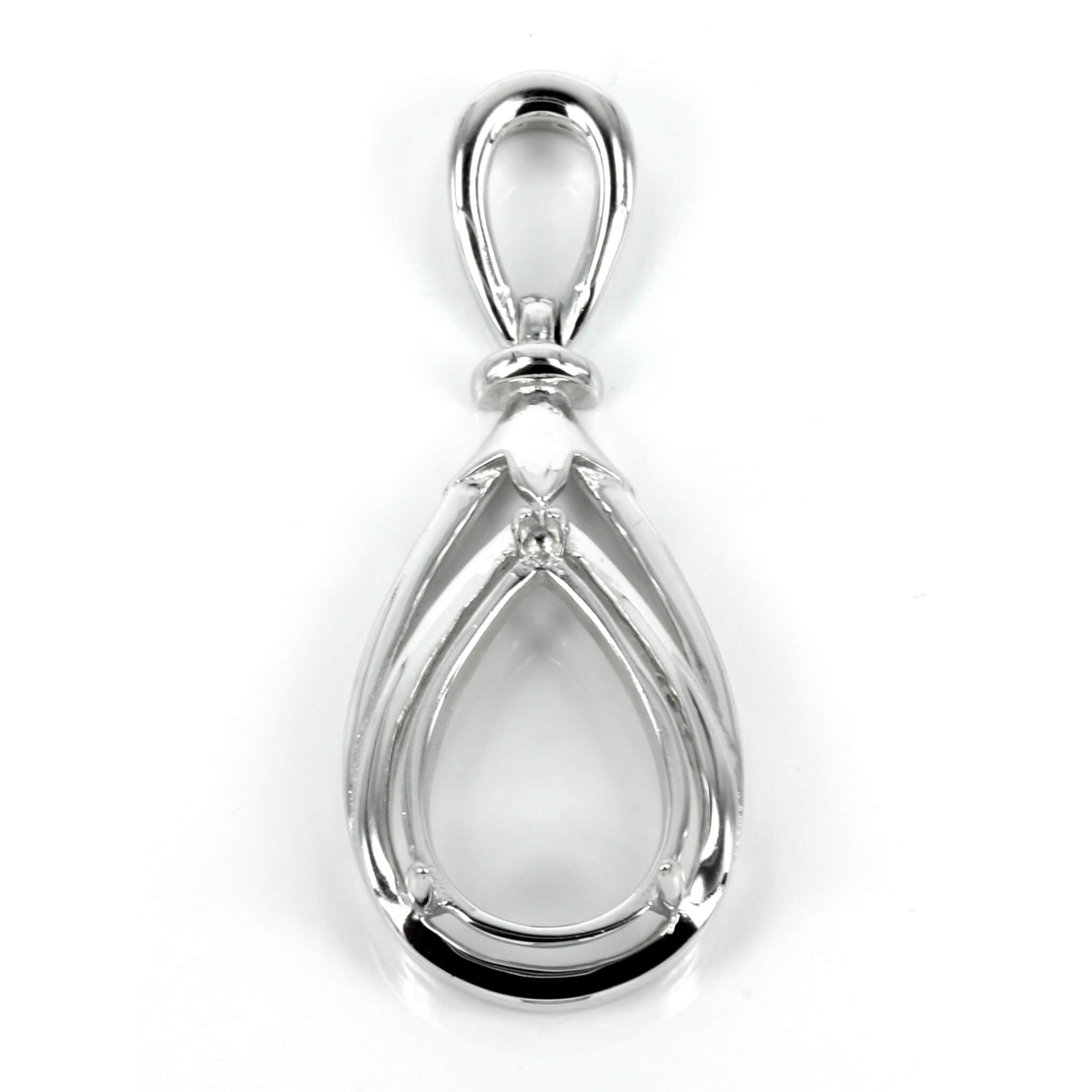 Pear shaped pendant with soldered loop and bail in sterling silver 14.25x36mm