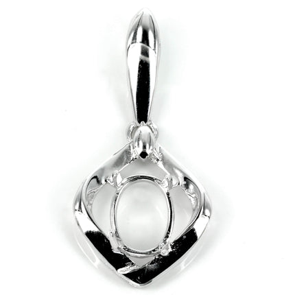Oval pendant with soldered bail in sterling silver 13x26mm
