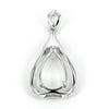 Pear framed pendant with fancy bail in sterling silver for 8x11mm pear-shaped stones