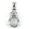 Oval basket-style pendant with Cubic Zirconia and soldered loop and bail in sterling silver 13.5x24mm