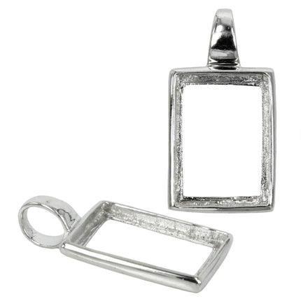 Rectangular Pendant with Rectangular Bezel Mounting in Sterling Silver for 12x17mm Cabochons