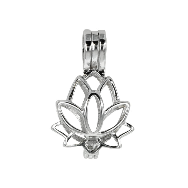 Lotus Flower Cage Pendant with Incorporated Bail in Sterling Silver 7mm
