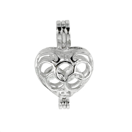 Heart Cage Pendant with Incorporated Bail in Sterling Silver 10mm