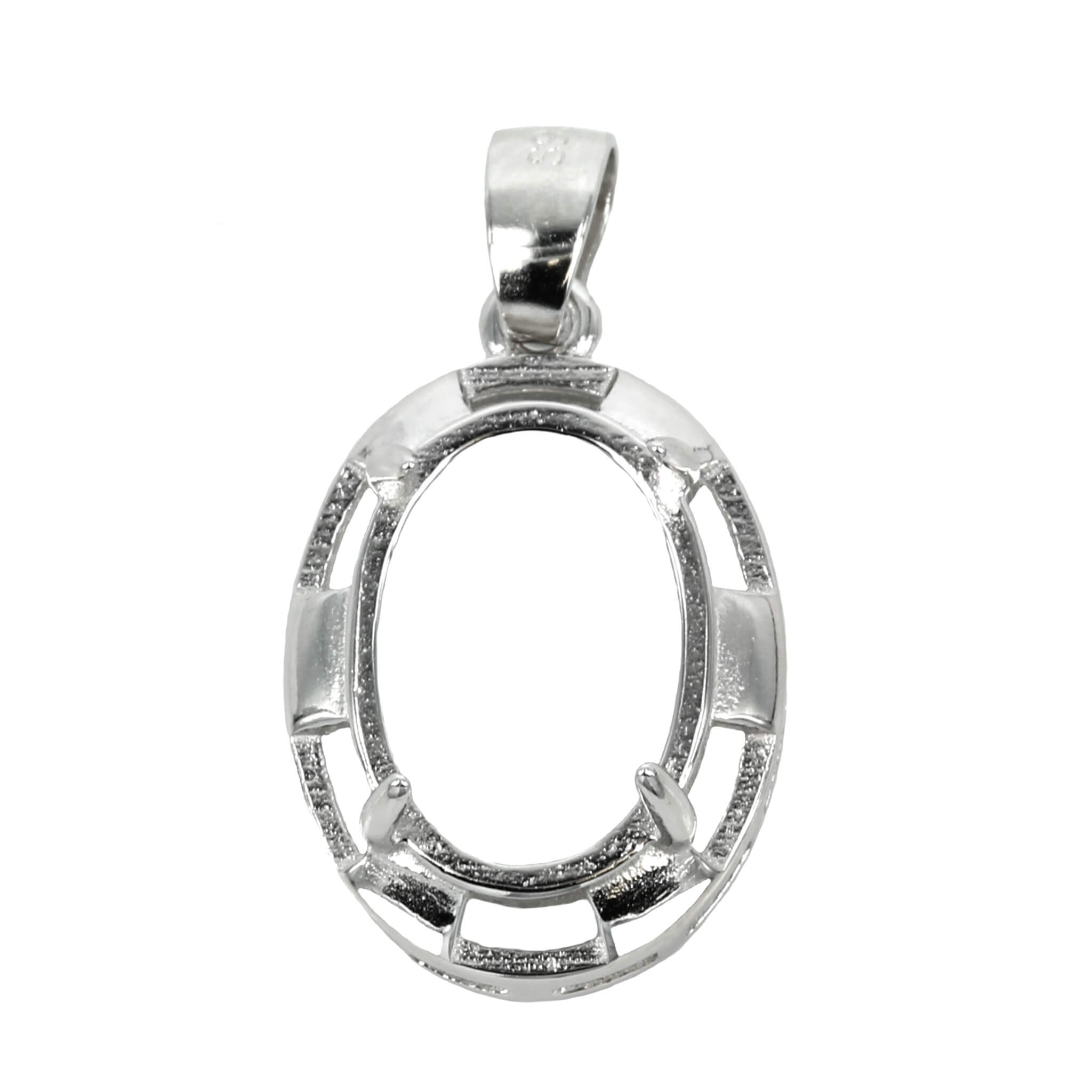 Oval Pendant with Loop and Bail in Sterling Silver 10x14mm