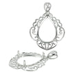 Pear Filigree Pendant with Soldered Loop and Bail in Sterling Silver for 13x18mm Pear-Shape Stones