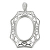 Oval Pendant with Rococo Frame, Soldered Loop and bail in Sterling Silver 20x24mm