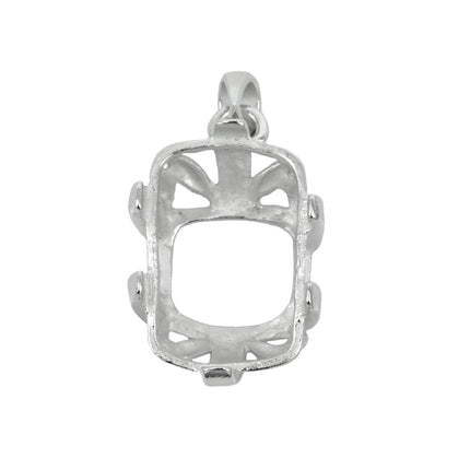 Rectangle Basket Pendant with Soldered Loop and Bail in Sterling Silver 11x15mm
