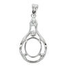 Oval Pendant Set with Pear Shape and Cubic Zirconias Frame with Soldered Loop and Bail in Sterling Silver 8x10mm