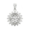 Round Cubic Zirconia Embellished Sunflower Pearl Pendant with Soldered Loop and Bail in Sterling Silver 10mm