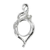 Oval Flower Pendant with Cubic Zirconias Flourish and Incorporated Bail in Sterling Silver 10x12mm