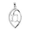 Oval Cubic Zirconia Set Biconvex Pendant with Soldered Loop and Bail in Sterling Silver 7x9mm