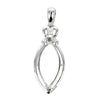 Marquise Cubic Zirconia Set Pendant with Soldered Loop and Bail in Sterling Silver 8x16mm